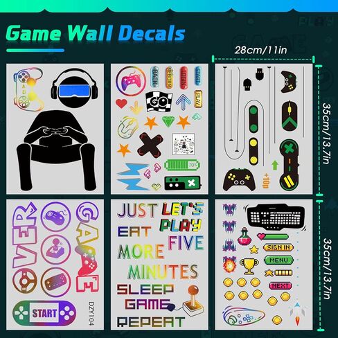 56 Pieces Gamer Wall Decals Gaming Controller Joystick Decals Removable Video Games Stickers Game Boy Wall Art for Bedroom Playroom Decoration (Colorful) in Saudi Arabia