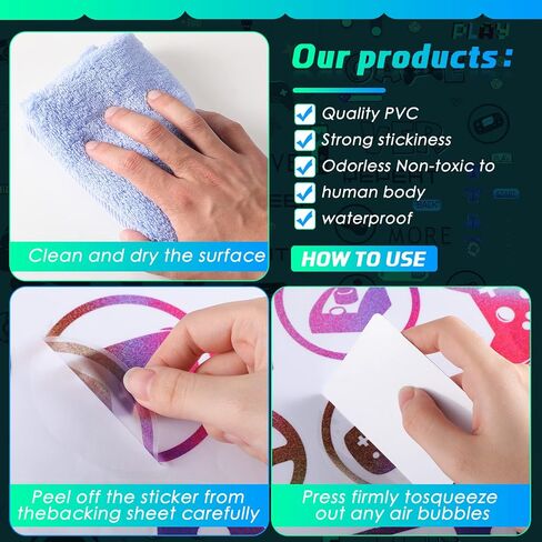 56 Pieces Gamer Wall Decals Gaming Controller Joystick Decals Removable Video Games Stickers Game Boy Wall Art for Bedroom Playroom Decoration (Colorful) in Saudi Arabia