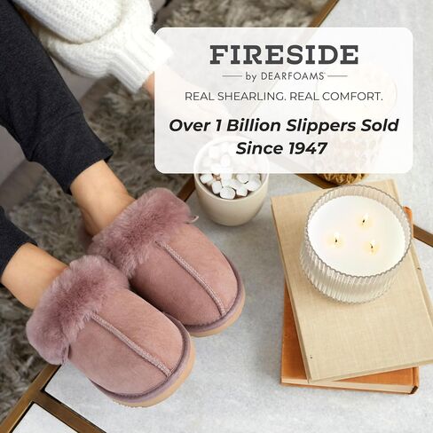 Dearfoams Women's Sydney Shearling Indoor/Outdoor Water Resistant Scuff Slipper in Kuwait