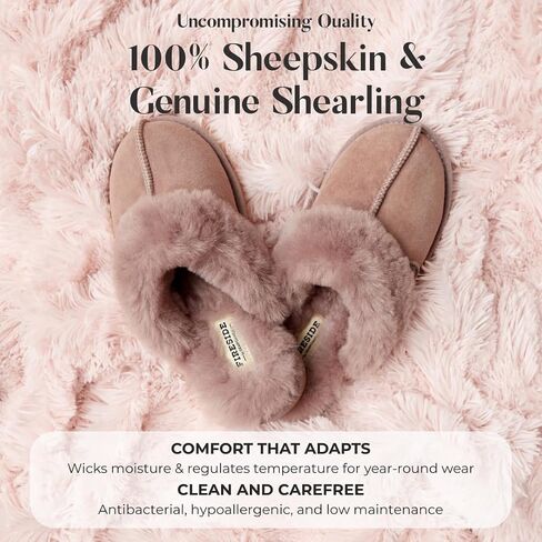 Dearfoams Women's Sydney Shearling Indoor/Outdoor Water Resistant Scuff Slipper in Kuwait