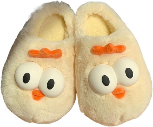CEINOM Fuzzy Slippers Women Big Eyes Chick Slippers Warm House Slippers for Women Cute House Shoes Bedroom Home Indoor Outdoor in Kuwait