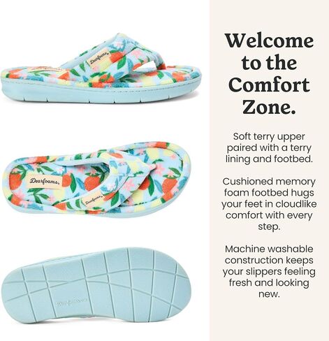 Dearfoams Women'sWrenley Terry Thong, BLUE PRINT, S in Kuwait