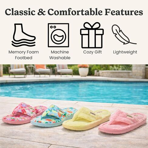 Dearfoams Women'sWrenley Terry Thong, BLUE PRINT, S in Kuwait