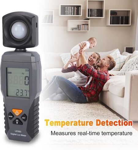 Digital Illuminance Meter 0 200000 Lx High Sensitivity Light Meter with 180° Rotating Sensor Backlit LCD Handheld Ambient Temperature Measurer for Plants Photography Film Cameras in Kuwait