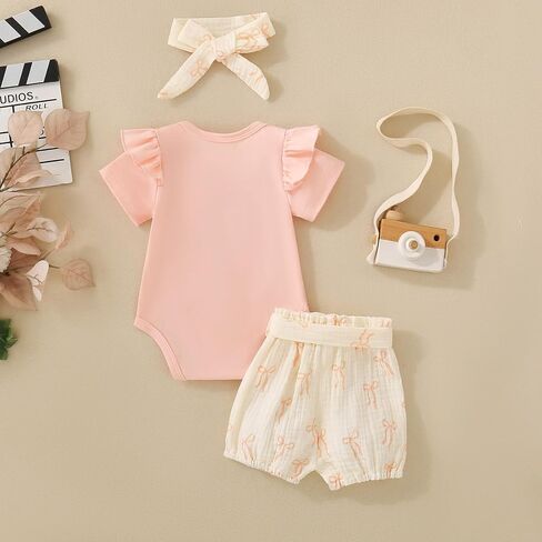 Newborn Girl Clothes Little Sister Summer Outfit Cotton Short Sleeve Romper Shorts Headband Baby Infant Toddler Girl Outfits in Kuwait