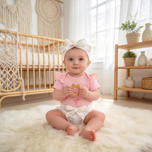 Newborn Girl Clothes Little Sister Summer Outfit Cotton Short Sleeve Romper Shorts Headband Baby Infant Toddler Girl Outfits in Kuwait