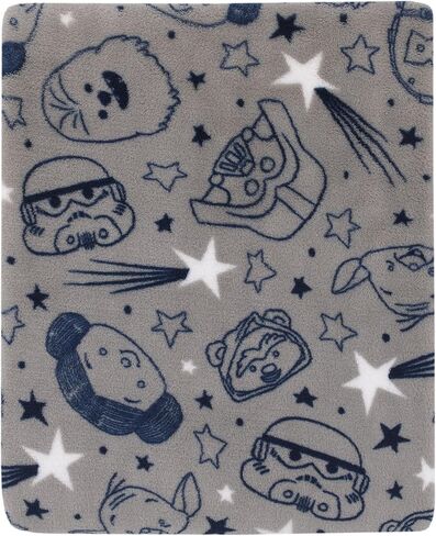 Star Wars Welcome to the Galaxy Navy and Gray Princess Leia, R2-D2, Chewbacca, and C-3PO Super Soft Toddler Blanket in Kuwait