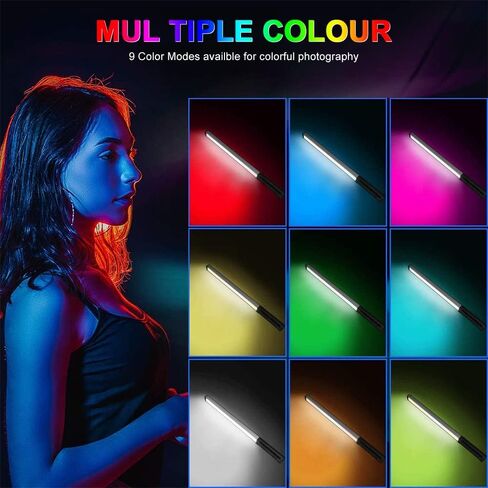 LED Light Sticks RGB Light Wand, Photography Light Stick LED Video Lighting Kit 9 Color Modes, with 26.2" to 78.7" Tripods, Adjustable 3200K-5600K, Pack of 2 [Upgraded] in Kuwait
