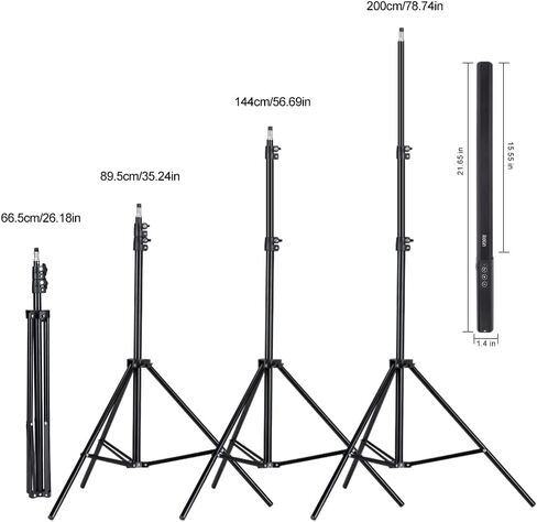LED Light Sticks RGB Light Wand, Photography Light Stick LED Video Lighting Kit 9 Color Modes, with 26.2" to 78.7" Tripods, Adjustable 3200K-5600K, Pack of 2 [Upgraded] in Kuwait