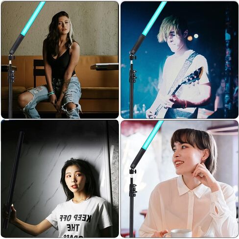 LED Light Sticks RGB Light Wand, Photography Light Stick LED Video Lighting Kit 9 Color Modes, with 26.2" to 78.7" Tripods, Adjustable 3200K-5600K, Pack of 2 [Upgraded] in Kuwait
