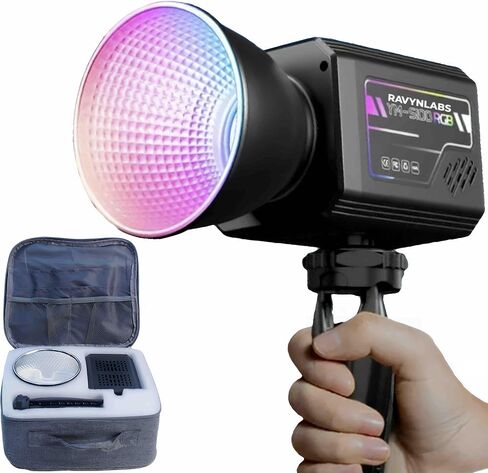 100W Pro RGB Portable LED Photography Light, 18600mAh Built-in Battery, 20 Effects 3200-6500K Adjustable Color Temperature COB Continuous Output Lighting, Handheld Spotlight w Carrying Case in Kuwait