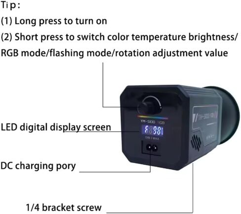100W Pro RGB Portable LED Photography Light, 18600mAh Built-in Battery, 20 Effects 3200-6500K Adjustable Color Temperature COB Continuous Output Lighting, Handheld Spotlight w Carrying Case in Kuwait