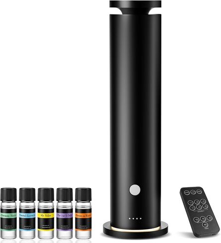 Waterless Diffuser with 5 Essential Oils Set, Hotel Collection Scent Diffuser Up to 1500 Sq.Ft, Diffuser with Remote Control, Timer & Ambient Light, Oil Diffusers for Home Office Hotel SPA in Kuwait