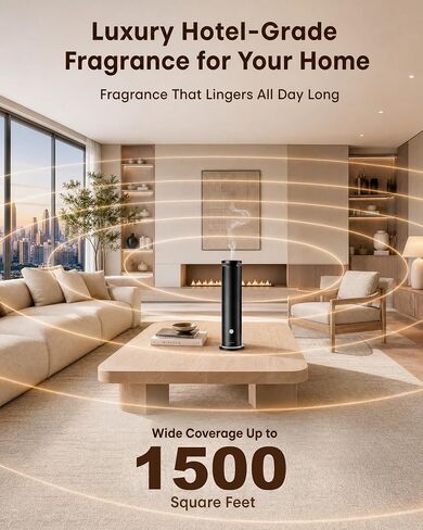 Waterless Diffuser with 5 Essential Oils Set, Hotel Collection Scent Diffuser Up to 1500 Sq.Ft, Diffuser with Remote Control, Timer & Ambient Light, Oil Diffusers for Home Office Hotel SPA in Kuwait