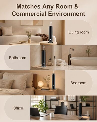 Waterless Diffuser with 5 Essential Oils Set, Hotel Collection Scent Diffuser Up to 1500 Sq.Ft, Diffuser with Remote Control, Timer & Ambient Light, Oil Diffusers for Home Office Hotel SPA in Kuwait