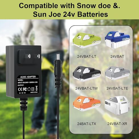 Charger for Snow Joe & Sun Joe 24v Lithium Ion Battery,Compatible with iBAT24,24VBAT,24VBAT-LTE,24VBAT-LT, 24VBAT,24VBAT-XR Series Battery Power Adapter Cord in Kuwait