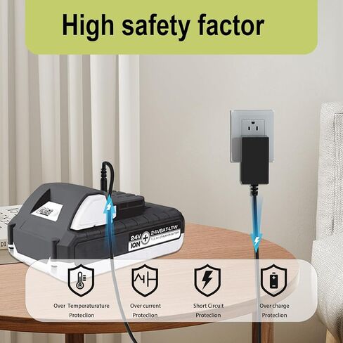 Charger for Snow Joe & Sun Joe 24v Lithium Ion Battery,Compatible with iBAT24,24VBAT,24VBAT-LTE,24VBAT-LT, 24VBAT,24VBAT-XR Series Battery Power Adapter Cord in Kuwait