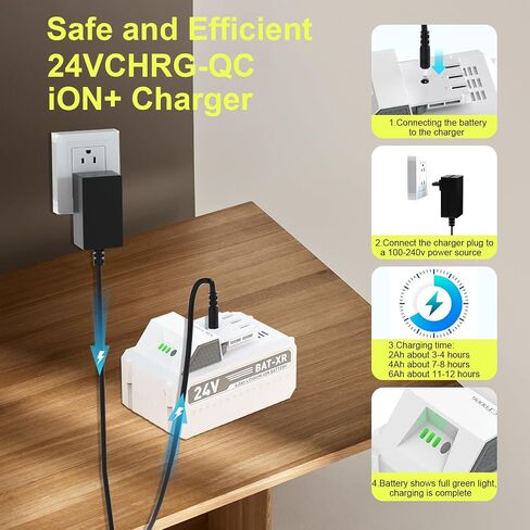 Charger for Snow Joe & Sun Joe 24v Lithium Ion Battery,Compatible with iBAT24,24VBAT,24VBAT-LTE,24VBAT-LT, 24VBAT,24VBAT-XR Series Battery Power Adapter Cord in Kuwait