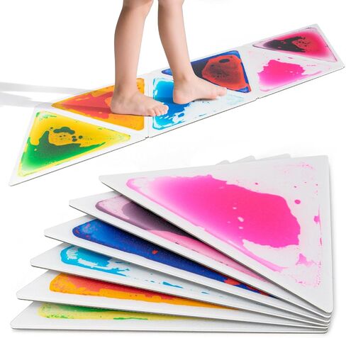 LONGKING 6 Pack 12" X 12" Sensory Tiles for Activity Play Centers for Children, Liquid Floor Tiles, Autism Sensory Poducts | Sensory floor tiles, soft liquid gel, 12"x12", color movement play mat, playroom classroom daycare, 6-pack in Kuwait