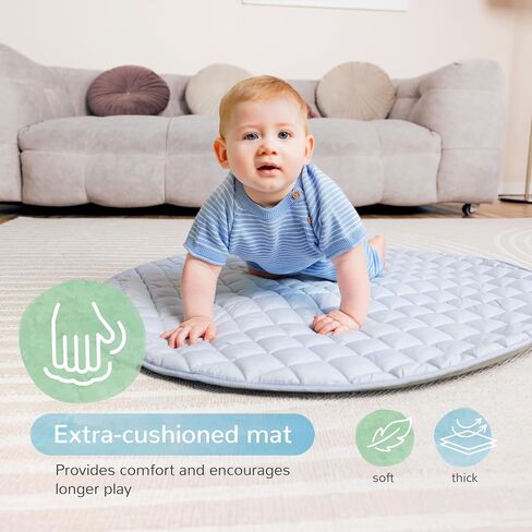 Solens Baby Play Gym Mat with 5 Detachable Sensory Toys, Tummy Time Activity Mat for Sensory & Motor Skill Development, Infant Activity Gym, Newborn Baby Shower Gift, Dusky Blue in Kuwait