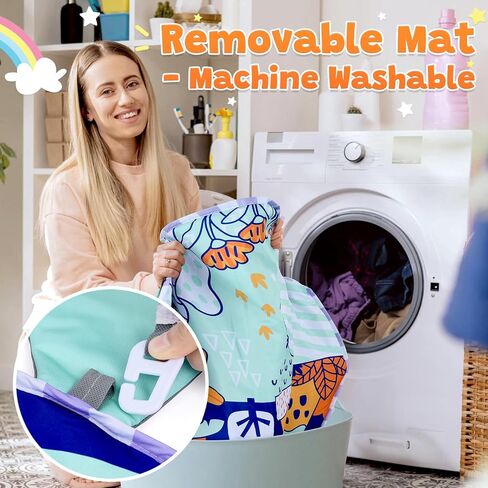PLAY 4-in-1 Baby Play Mat - Dinosaur Baby Gyms & Playmats Tummy Time Mat Washable, Baby Activity Center with 4 Sensory Toys & 1 Soft Pillow, Develop Motor Skills Gift for Newborn Toddler - Multi in Kuwait