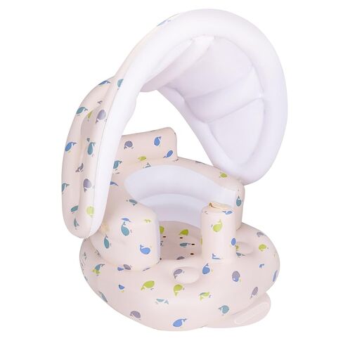 AirSwim Inflatable Baby Seat with Detachable Canopy, Inflatable Baby Chair | Blow Up Baby Chair for Babies From 3 Months with Built-In Pump, Bumbo Seat Baby Sit Up Chair for Outdoor Indoor, Whale in Kuwait