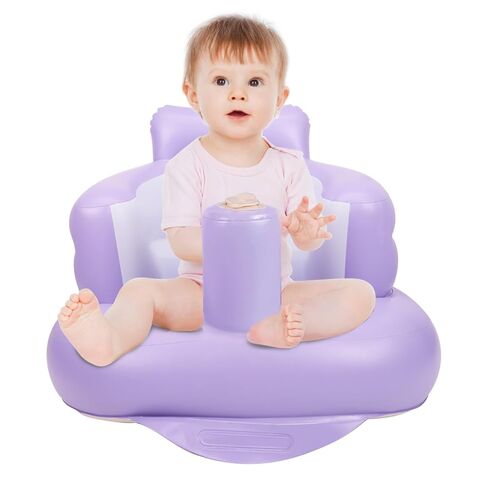 AirSwim Inflatable Baby Seat, Inflatable Baby Chair with Built-in Pump | Blow Up Baby Chair for Babies 3 Months and Up, Baby Sit Up Chair Floor Sofa for Learning to Sit, Palying, Camping, Purple in Kuwait