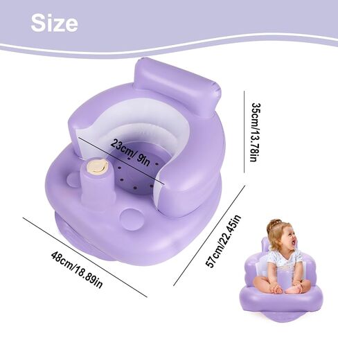 AirSwim Inflatable Baby Seat, Inflatable Baby Chair with Built-in Pump | Blow Up Baby Chair for Babies 3 Months and Up, Baby Sit Up Chair Floor Sofa for Learning to Sit, Palying, Camping, Purple in Kuwait
