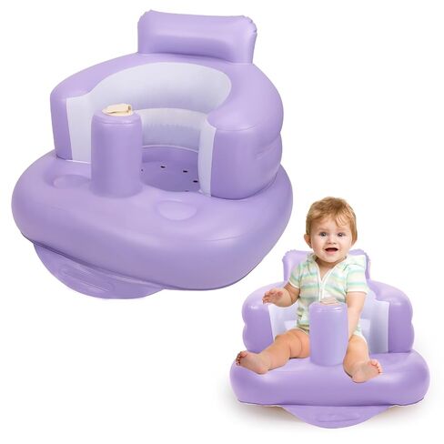 AirSwim Inflatable Baby Seat, Inflatable Baby Chair with Built-in Pump | Blow Up Baby Chair for Babies 3 Months and Up, Baby Sit Up Chair Floor Sofa for Learning to Sit, Palying, Camping, Purple in Kuwait