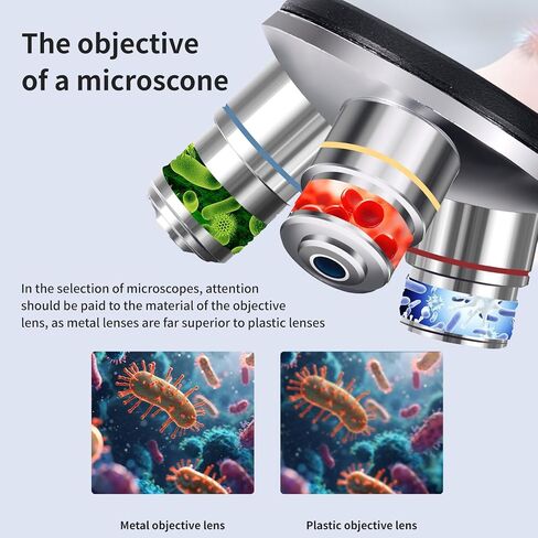 Trinocular Microscope 40x-2000x Magnification Double-Layer Stage with LED Lights on top and Bottom, Thick and Thin Dual Focusing knobs, Professional Biological Microscope (WiFi Electronic Eyepiece) in Saudi Arabia