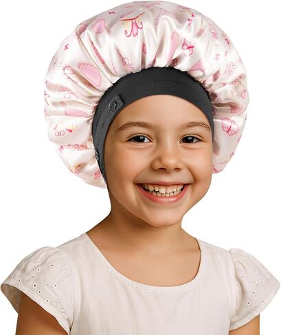 Satin Bonnet for Kids Baby, Double-layer with Soft Adjustable Elastic Band | Silk Bonnet for Girls Boys, Comfortable Sleep Cap for Toddler Child Natural Hair & Curly Hair, Not Easy to Fall Off in Kuwait