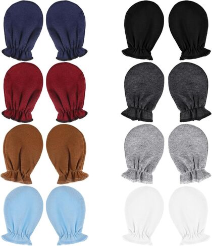 8 Pairs Baby Mittens Newborn No Scratch Mittens Newborn 0-6 Months Cotton Wrist Gloves Infant Toddler Mitten in Kuwait