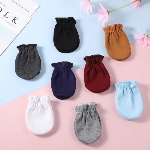8 Pairs Baby Mittens Newborn No Scratch Mittens Newborn 0-6 Months Cotton Wrist Gloves Infant Toddler Mitten in Kuwait