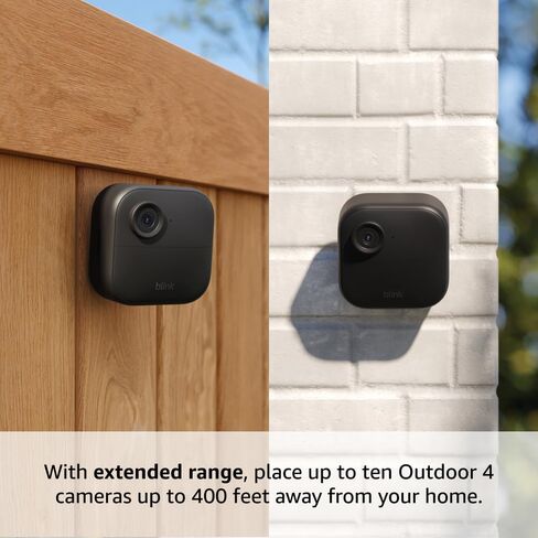 Blink Outdoor 4 XR + 1-Year Plus plan - Wireless smart security camera, two-year battery life, extended range. Sync Module XR included — 2 camera system in Kuwait