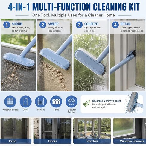 2026 New Window Screen Cleaning Brush, 4-in-1 Multi-Functional Cleaning Tool, Screen Cleaning Brush, Mesh Screen Cleaner, Gentle for Cleaning Dust and Hair in Kuwait