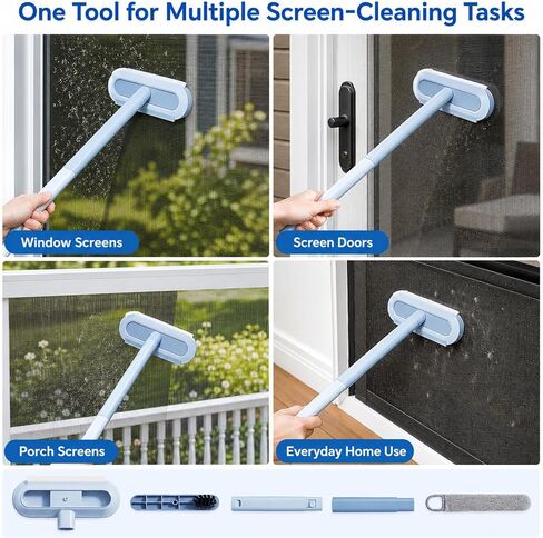 2026 New Window Screen Cleaning Brush, 4-in-1 Multi-Functional Cleaning Tool, Screen Cleaning Brush, Mesh Screen Cleaner, Gentle for Cleaning Dust and Hair in Kuwait