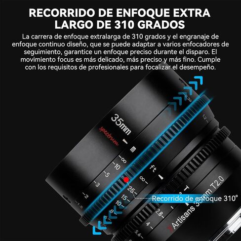 7artisans 35mm T2.0 Large Aperture Full Frame Cine Lens Compatible for Canon R Mount, Manual Focus Low Distortion Cinema Lens Mirrorless Cameras for Canon R RP R5 R6,Black in Kuwait