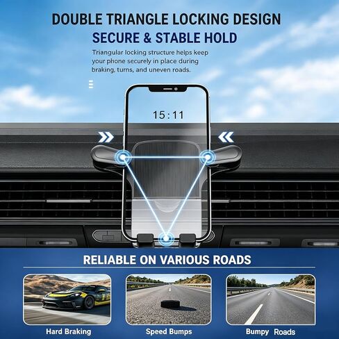 Car Phone Holder for BMW 2 Series 3 Series 4 Series, One-Hand Operation Car Phone Mount for Air Vent, Anti-Shake 360° Rotation for Navigation and Daily Driving in Kuwait