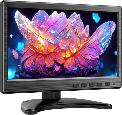10.1-Inch Security Monitor with HDMI VGA BNC AV Inputs | 1024×600 LCD Display, Built-in Speakers, VESA 75×75mm, 24/7 Operation, Compatible with DVR, NVR, CCTV, PC in Kuwait