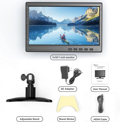 10.1-Inch Security Monitor with HDMI VGA BNC AV Inputs | 1024×600 LCD Display, Built-in Speakers, VESA 75×75mm, 24/7 Operation, Compatible with DVR, NVR, CCTV, PC in Kuwait