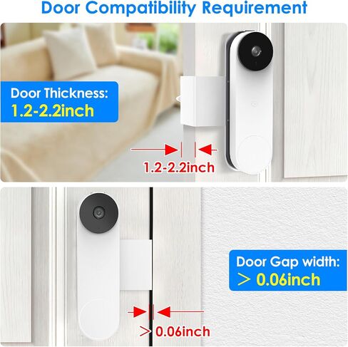 Anti-Theft Doorbell Mount for Google Nest Doorbell Battery, No Drill Video Doorbell Mount Adjustable Mounting Bracket for Nest, Fully Metal Damage Free Door Camera Mount for Apartment Rentals Home in Kuwait