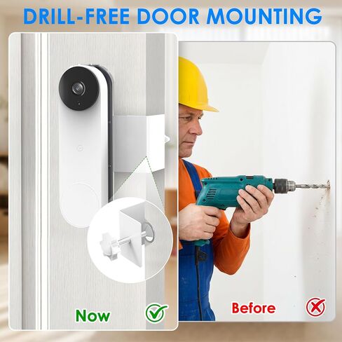 Anti-Theft Doorbell Mount for Google Nest Doorbell Battery, No Drill Video Doorbell Mount Adjustable Mounting Bracket for Nest, Fully Metal Damage Free Door Camera Mount for Apartment Rentals Home in Kuwait