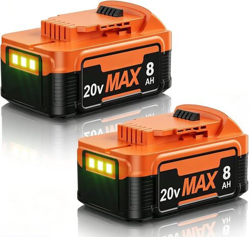2Pack 8.0Ah Replacement for Dewalt 20v Max Battery Compatible with Dewalt 20 Volt Battery XR DCB200 DCB201 DCB203 DCB204 DCB206 DCB207 Cordless Power Tools | NIMH in Saudi Arabia