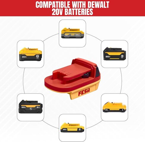 FESA DeWalt to Milwaukee Compatible Battery Adapter | Convert a 20V DeWalt Battery to Use with Milwaukee 18V Cordless Power Tools - Dual Color Body for Easy Identification in Kuwait