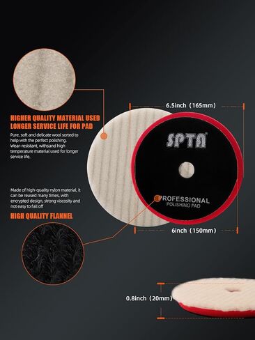 وسادات تلميع التلميع، SPTA 7 قطع 5.5 بوصة وجه لمركب لوحة دعم 5 بوصة 125 مم، وسادات إسفنجية تلميع قطع مجموعة وسادة تلميع لمركب تلميع عازلة السيارة، وتلميع وإزالة الشعر بالشمع -A1094MIX in Kuwait