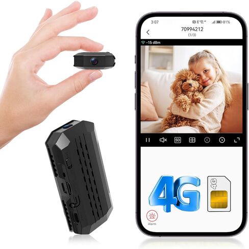 4G LTE Cellular Wireless Camera,No Need Wifi,4KHD with Video Recording Live Feed,3000mAh Larger Battery Capacity,No WiFi Camera with 160° Wide-Angle View,Night Vision,Motion Detection,AOV Low-Power in Kuwait