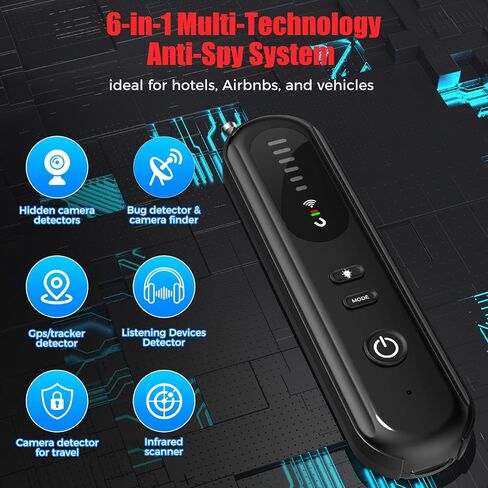 Hidden-camera-detectors-gps tracker detector-Upgraded-bug detector & camera finder-anti-spy camera finder-mini RF signal scanner-portable spy device detector for travel, office/hotel/car/home-black in Kuwait