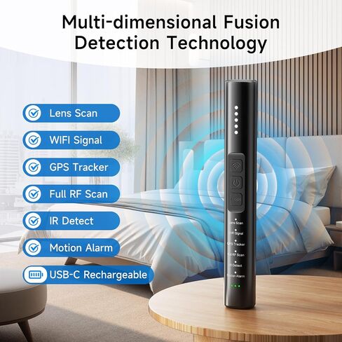 Upgraded Multi-Function Hidden Camera Detector - Precision Detection, GPS Tracker Detector, Anti-Spy RF Detector & Camera Finder for Airbnb, Hotels, Travel, and Fitting Rooms in Kuwait