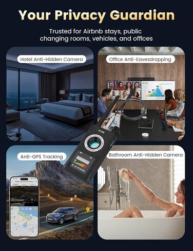 TyBox Hidden Camera Detector 3-in-1 RF Signal & GPS Scanner | Anti Spy Bug Finder for Hotel, Travel, Home & Office, up to 15m Detection Range in Kuwait