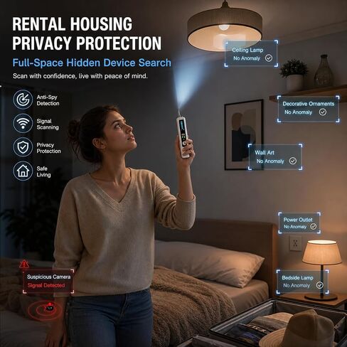 Hidden Camera Detectors, Anti-Spy Camera Finder,Rechargeable GPS Tracker&Bug Detector, Anti-Theft Alarm, 6 Adjustable Sensitivity, 4 Working Modes, Privacy Protector for Hotels, Travel, Home & Office in Kuwait